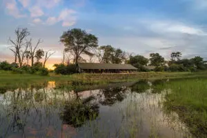 Exterior of Gomoti Plains Camp.
