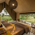 Tent interior at Gomoti Plains Camp.