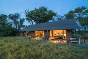 Family tent at Gomoti Plains Camp.