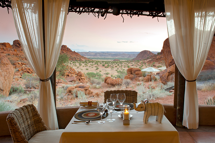 Dining with a view at Mowani mountain camp