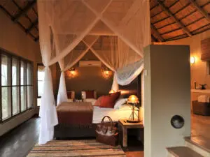 Air conditioning & mosquito nets ensure a good night's sleep at Ngoma Lodge.
