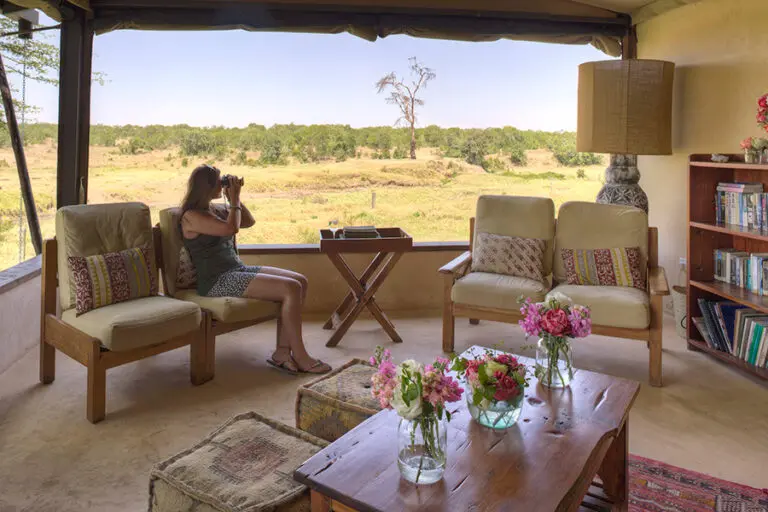 Ol Pejeta Bush Camp features a main tent area with roll-up canvas for you to enjoy undisrupted.