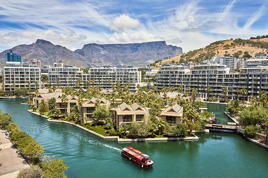 View of the waterfront and Table Mountain.