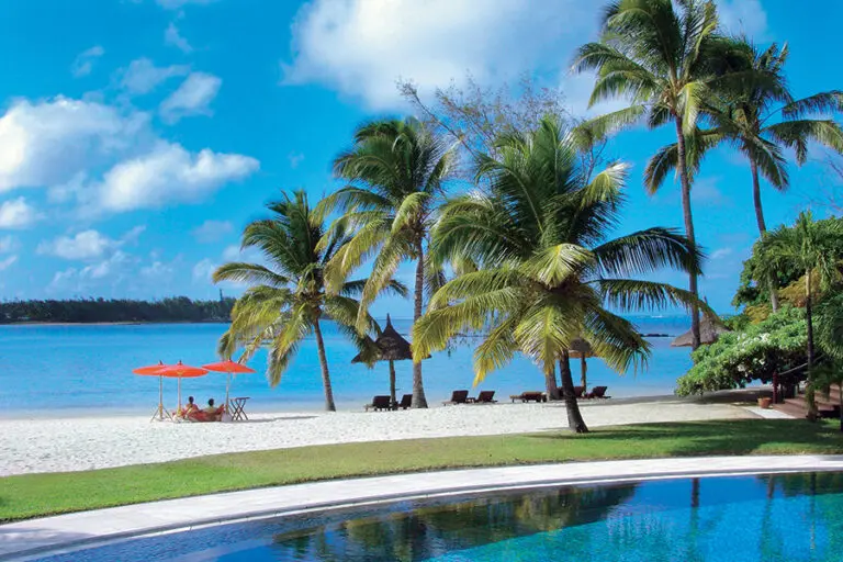 Beach facing swimming pool.