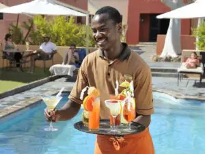 Quench your 'desert thirst' with a chilled cocktail served with a smile.
