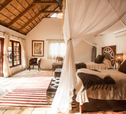 Bedroom suite at Tongabezi Lodge.