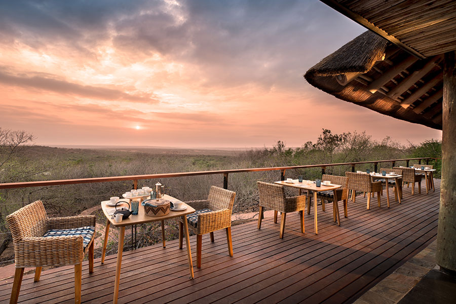 Views from the dining deck at Phinda Mountain Lodge.