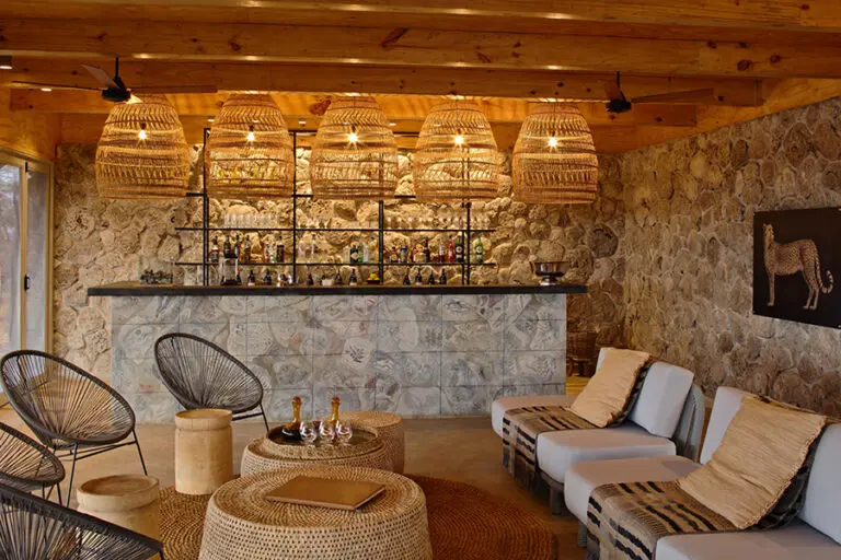 Namiri Plains bar interior.
