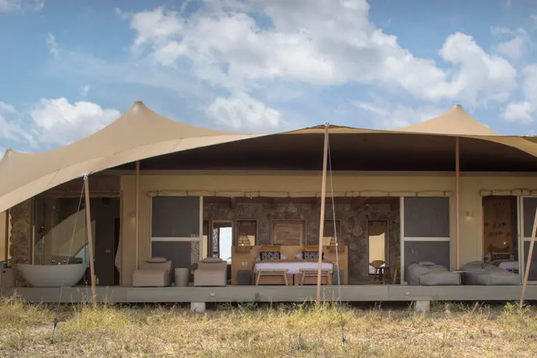 Namiri Plains family tent exterior.