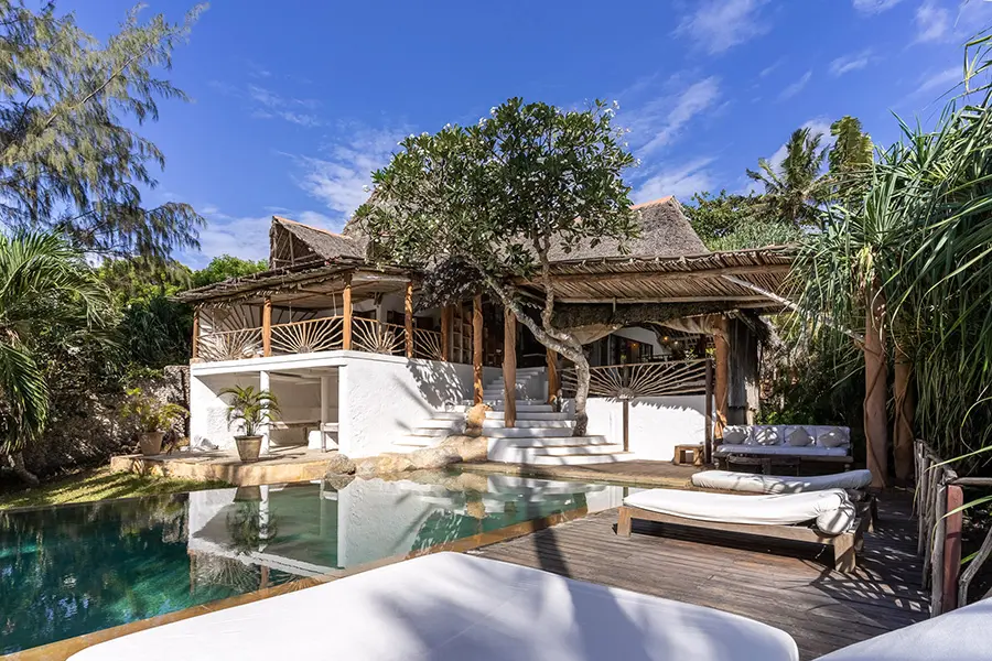 Beach villa exterior.