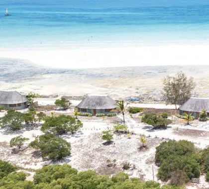 Beach villas next to a tidal beach. 