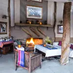 Soak up the warmth from the fireplace.