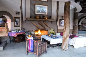 Soak up the warmth from the fireplace.