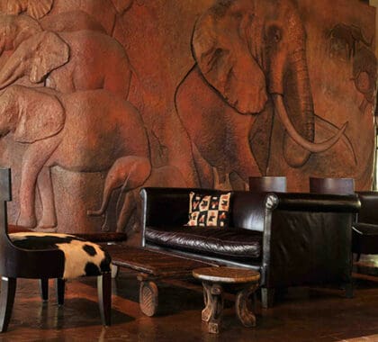 Ol Tukai Lodge is beautifully decorated with contemporary African art and furniture.
