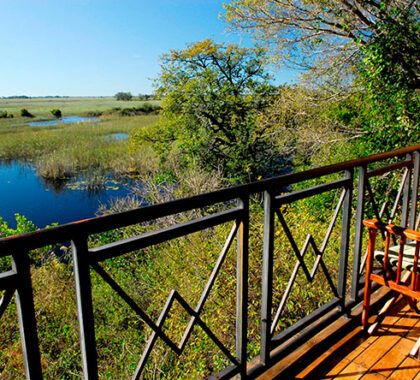 Watch hippos splash in the river from your suite's private deck.