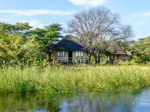 Hakusembe is set within lush, bird-rich gardens on the banks of the Okavango River.