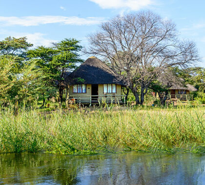 Hakusembe is set within lush, bird-rich gardens on the banks of the Okavango River.