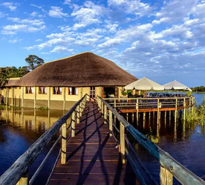 Dine outdoors to take full advantage of Hakusembe's riverside setting.