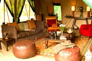 Lounge area at Nairobi Tented Camp.