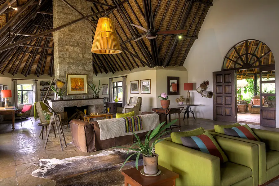 Sala de estar de la cabaña principal.