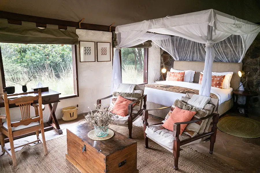 Interior del Tented Cottage. 