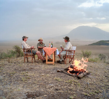 Lengai Camp is surrounded by the Rift Valley's wide open plains and seven small volcanic craters.