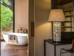 Qorokwe's tented suites are elegant and equipped with en suite bathrooms.