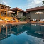 Enjoy a dip in the pool or curl up with a good book in one of the day beds.