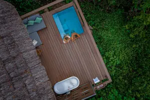 The Private Pool Suites have an outdoor bathtub as well as a private plunge pool. 