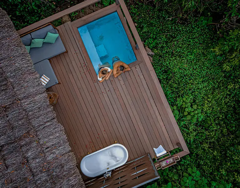 The Private Pool Suites have an outdoor bathtub as well as a private plunge pool. 