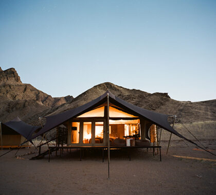 This wonderful eco-camp was built in the remote Sesfontein Community Conservation Area in Namibia’s Koakoveld.