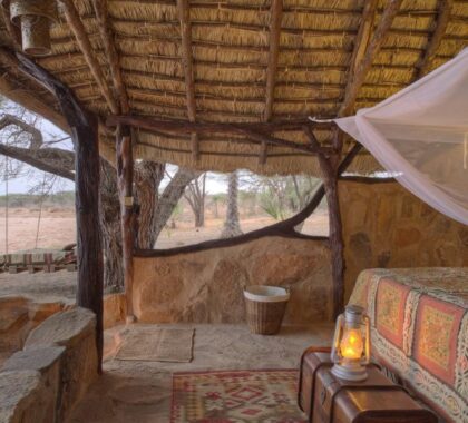 Your open ‘banda’ (stone cottage) at Saruni Rhino.
