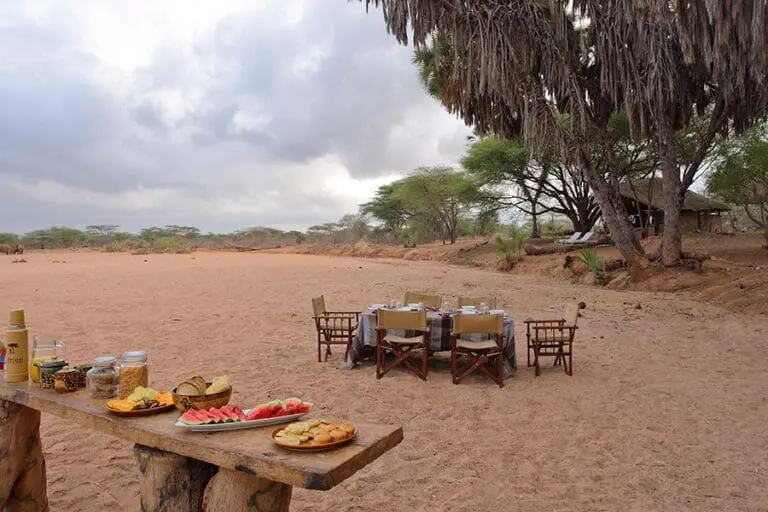 Outdoor dinning at Saruni Rhino.