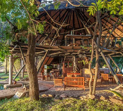 Musango has a large deck on raised stilts where guests can enjoy game views.