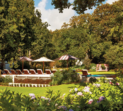 This luxury hotel in Constantia, Cape Town is nestled between 11.5 acres (4.7 hectares) of lush gardens.