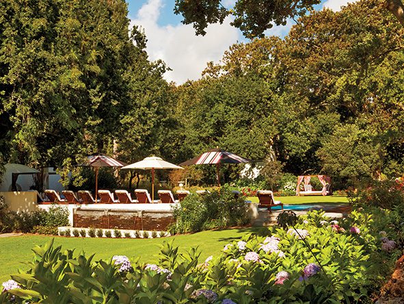 This luxury hotel in Constantia, Cape Town is nestled between 11.5 acres (4.7 hectares) of lush gardens.