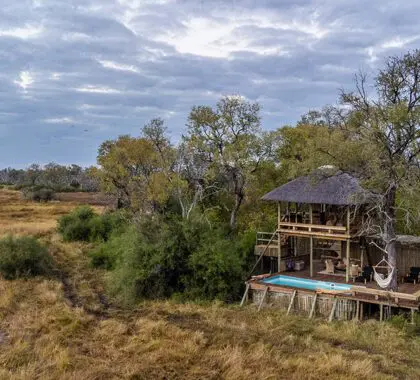 Little Sable, aerial view of swimming pool , Okavango Delta, Botswana