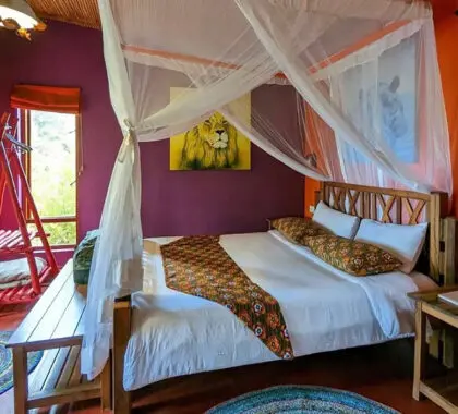 Rooms feature handmade furniture with a unique Euro-African style.
