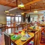 The colourful dining room.