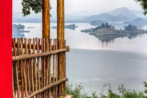 Marvel at the spectacular views across Lake Mutanda.