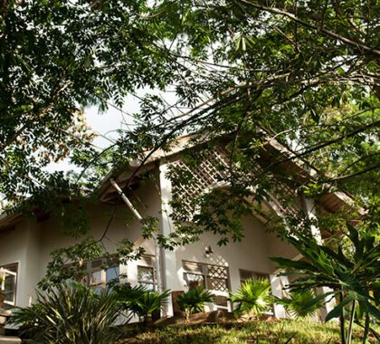 Machweo’s cottages are surrounded by the estate’s lush gardens.