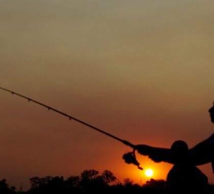 Fishing at sunset from Kanana, meaning ‘paradise’ in the local Setswana language.