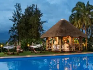 Destress and indulge in a treatment at the unique poolside Massage Gazebo.