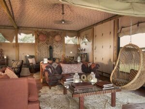 The décor at Somalisa Tented Camp is shows a classic safari era.