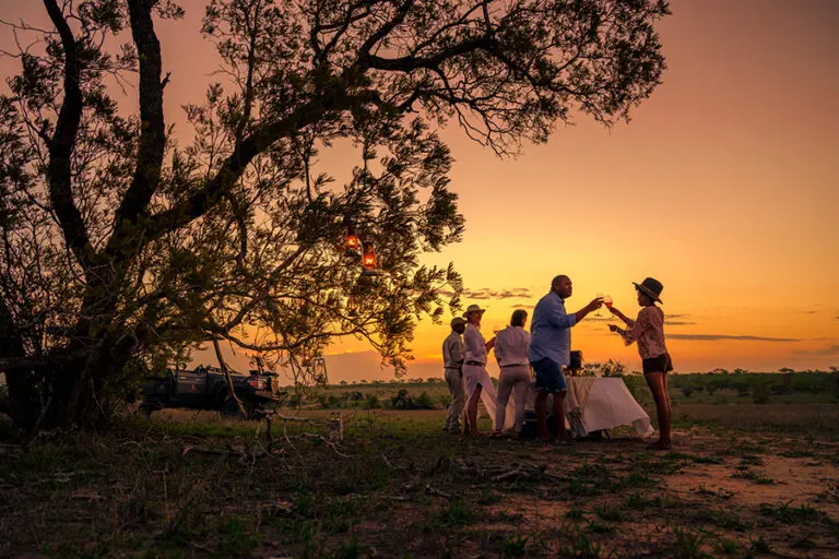 Sundowners on a game drive.