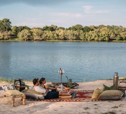 Sundowners by the river.