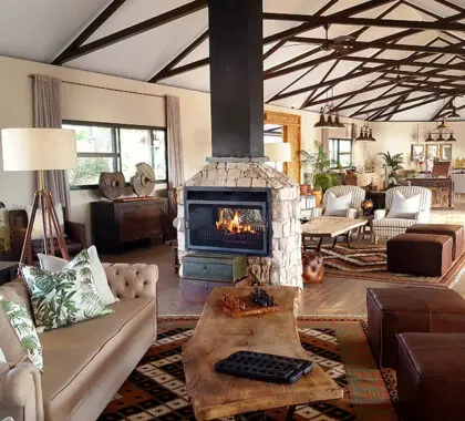 Cosy up beside the fireplace.