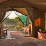 Vista de la tienda de invitados del campamento Rekero.