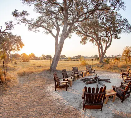 A cosy fire pit where delicious breakfasts are served.
