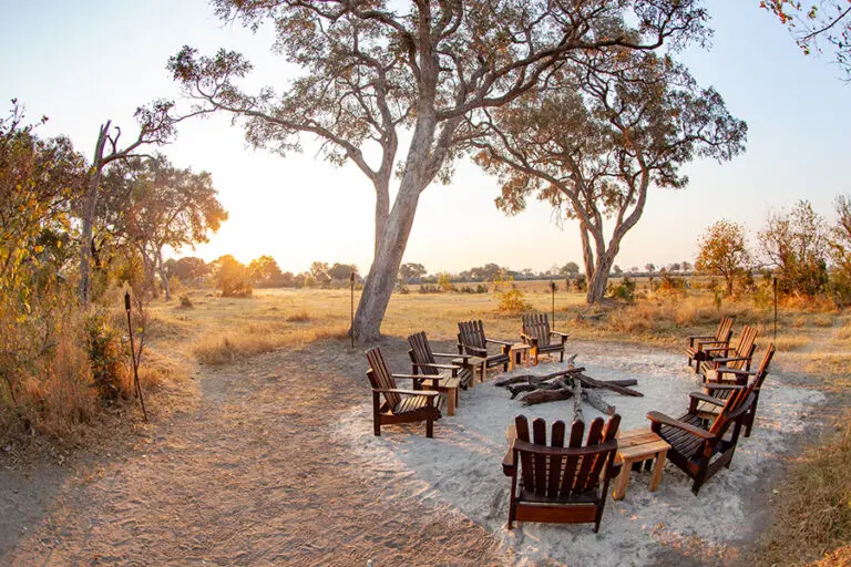 A cosy fire pit where delicious breakfasts are served.